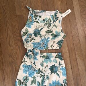 Commense Blue and Cream Floral Maxi Dress